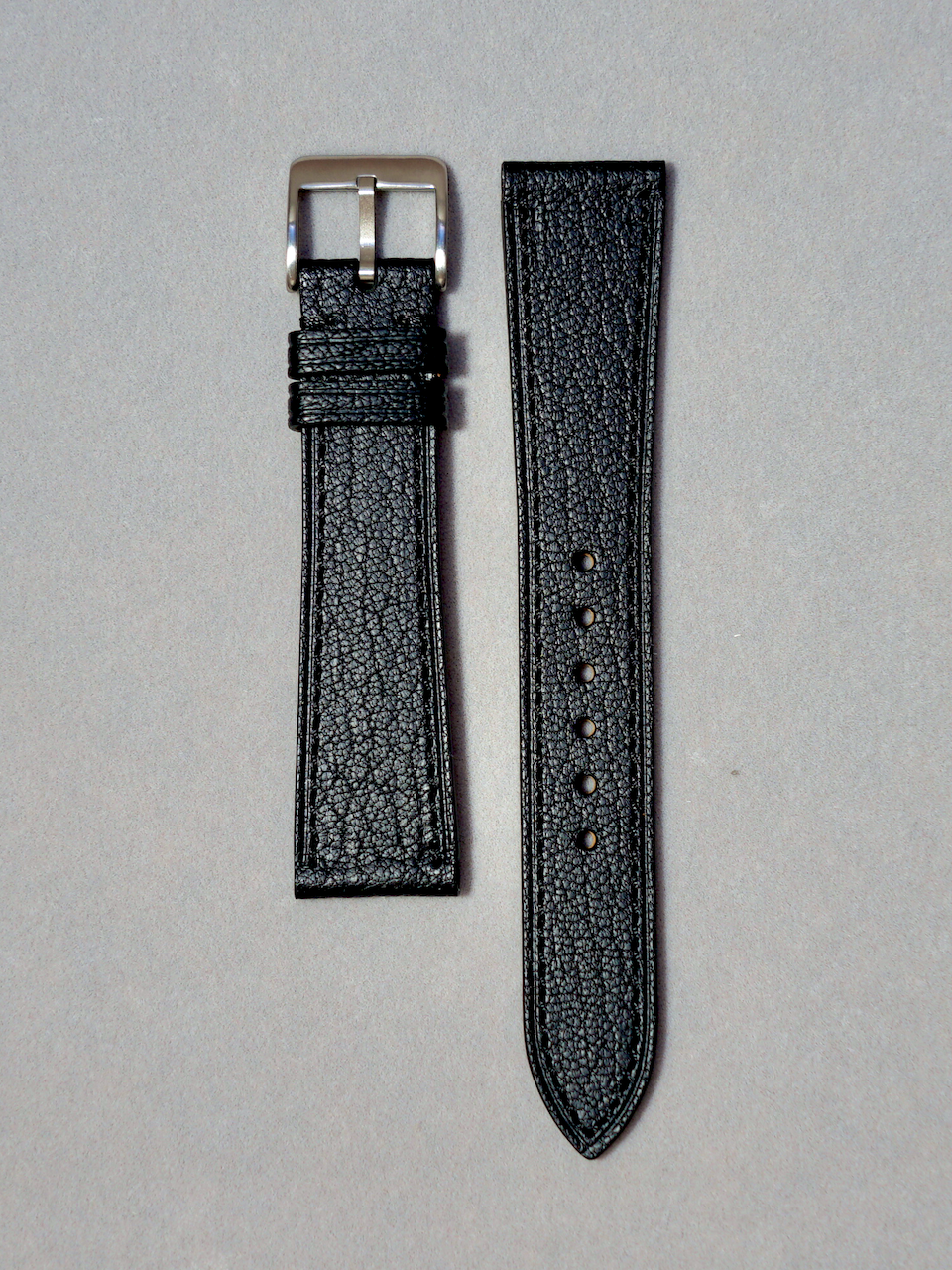 Black Alran Leather Watch Straps with quick release spring bar. in 17-20 mm lug widths