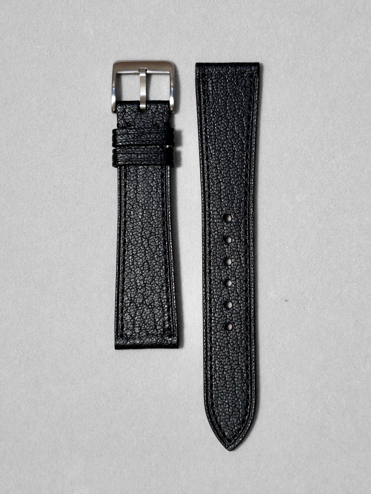 Black Alran Leather Watch Straps with quick release spring bar. in 17-20 mm lug widths