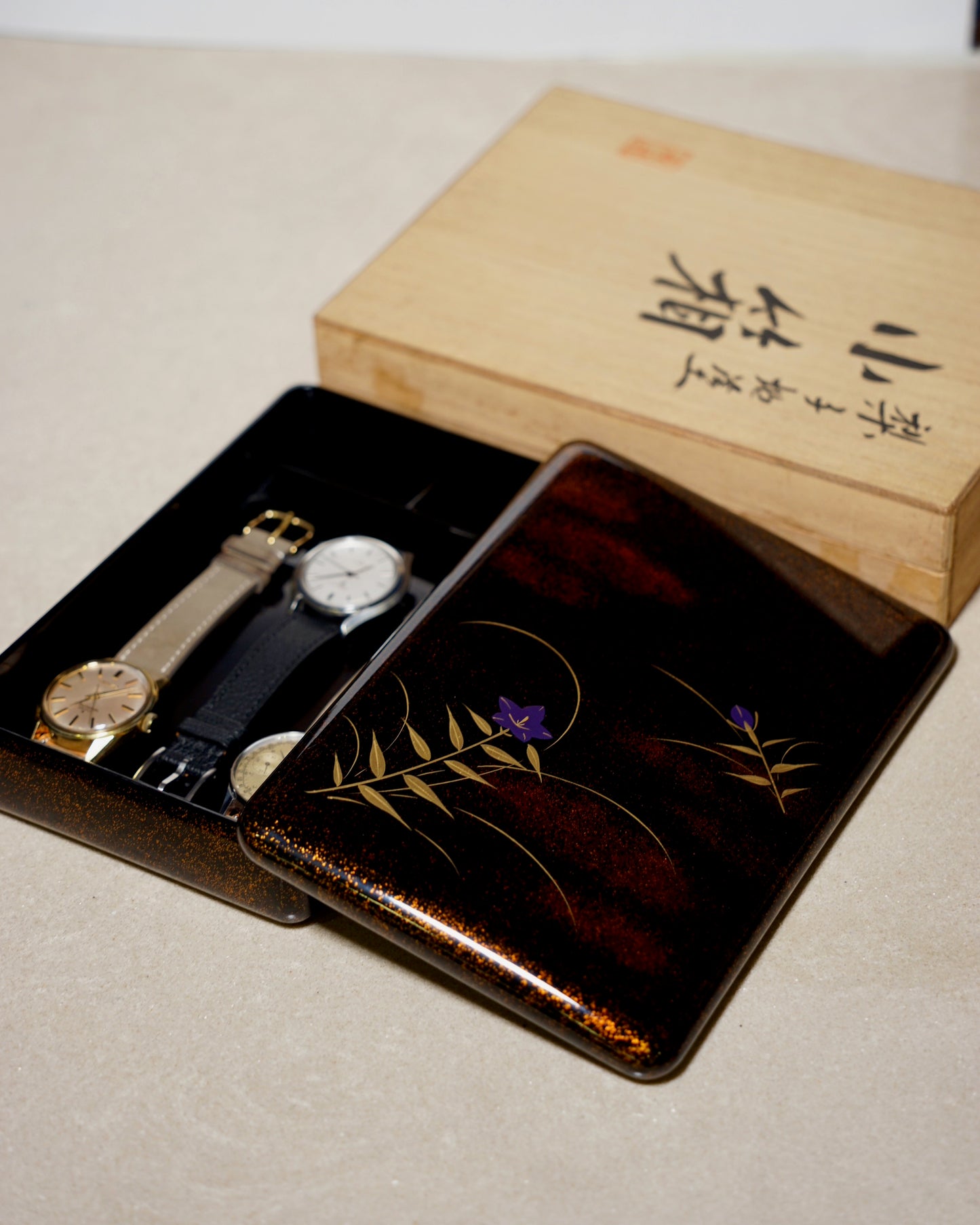 Wajima Styled Nashiji Urushi Stationary Box | 彦造「梨子地塗 小箱」