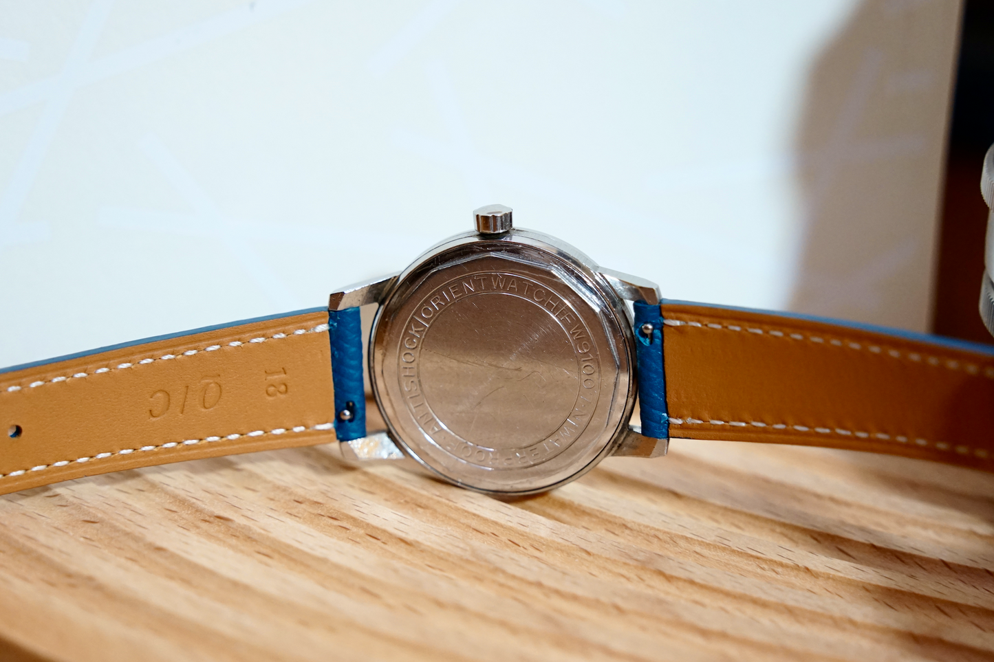 Royal Orient Swimmer Case back with Epsom Blue Strap
