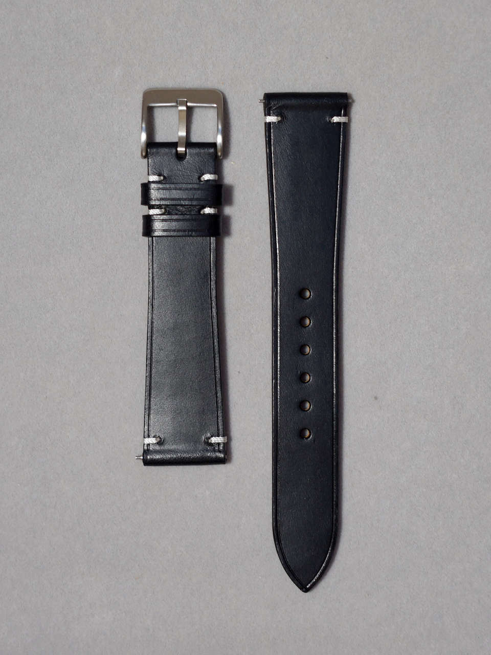 Two Stitch Buttero Watch Straps in Black 16mm 17mm 18mm 19mm 20mm quick release