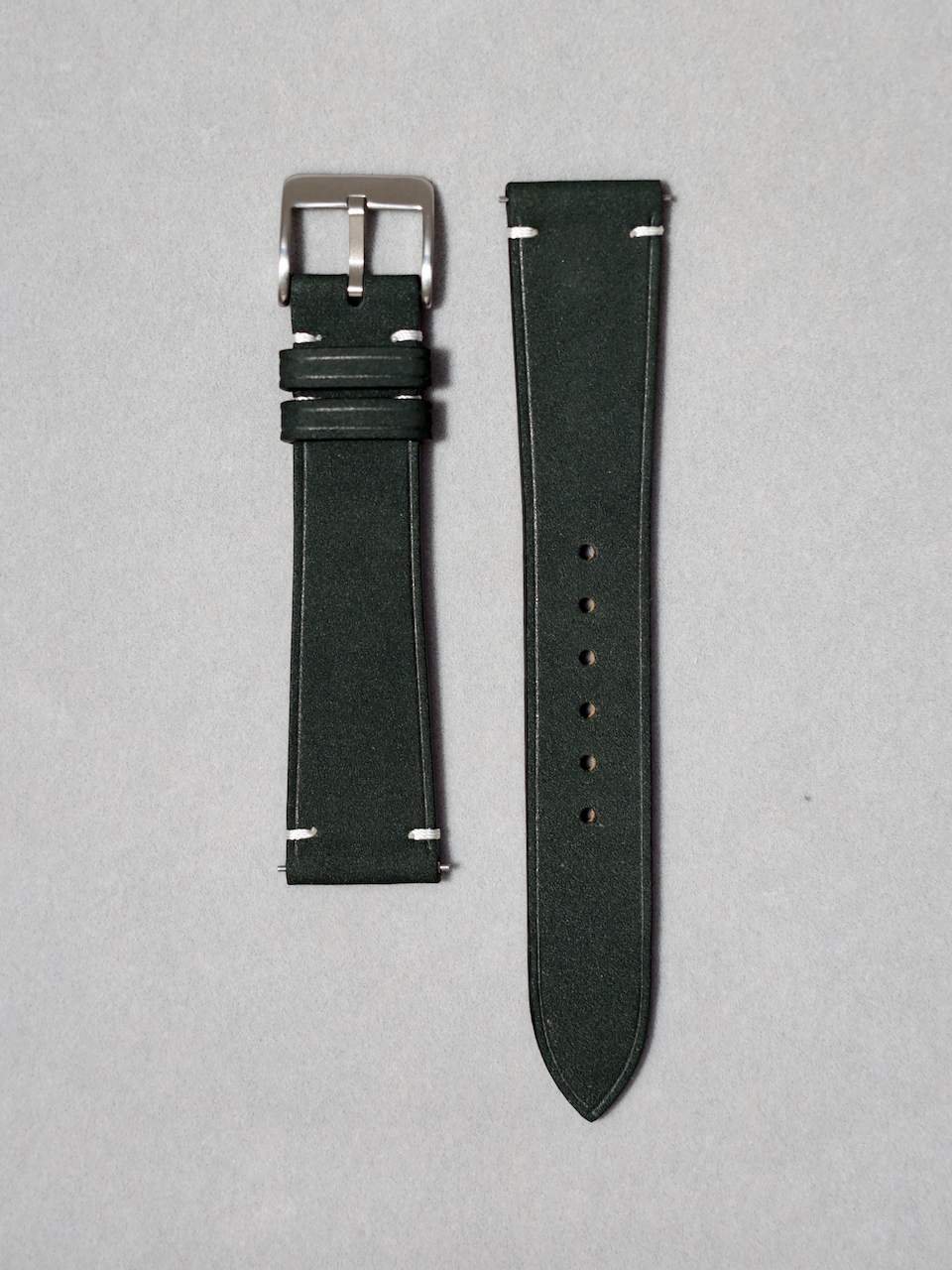 two Stitch black nubuck watch leather strap