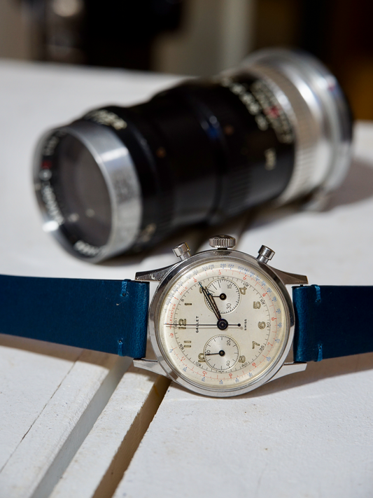 two stitched blue buttero watch straps, quick release