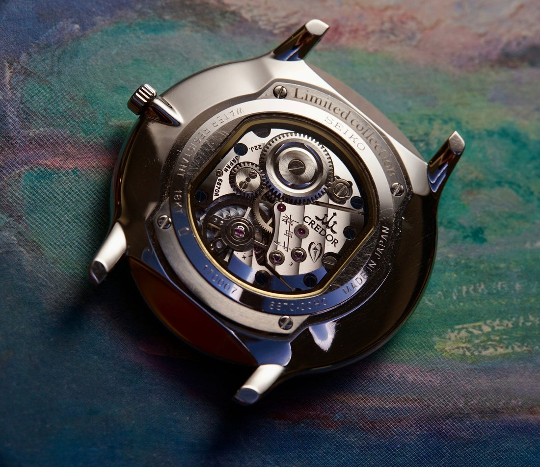 Craftsman's Mark hidden on the Cal. 6870 of the Seiko Credor U.T.D line