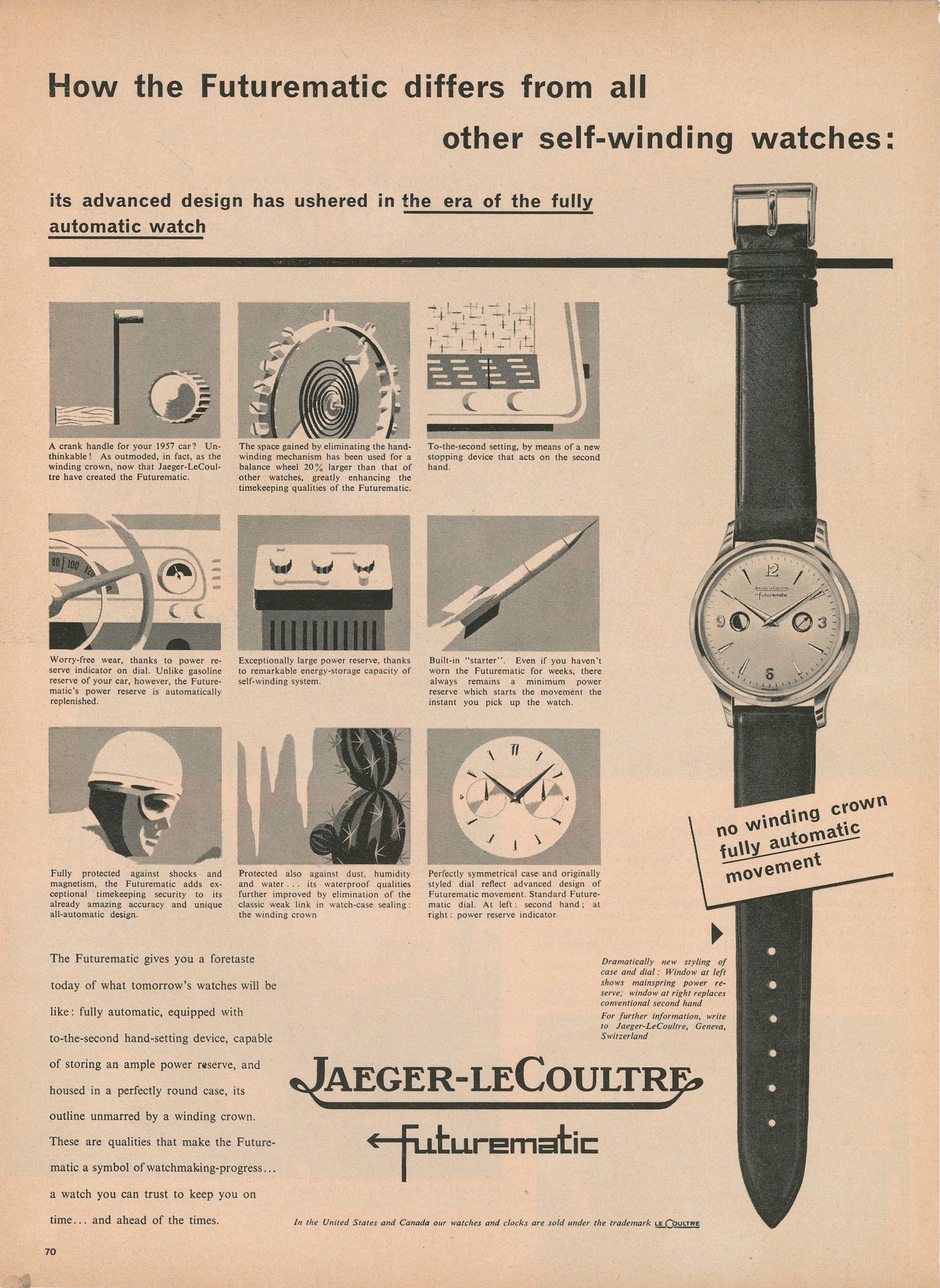 1950s LeCoultre Futurematic Magazine Ad