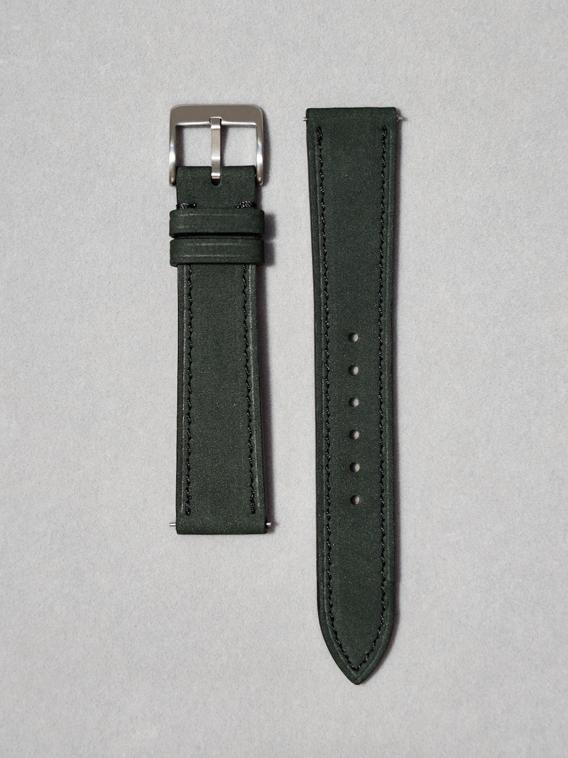 Black Nubuck Watch Strap with quick release spring bar. 17-20 mm lug widths