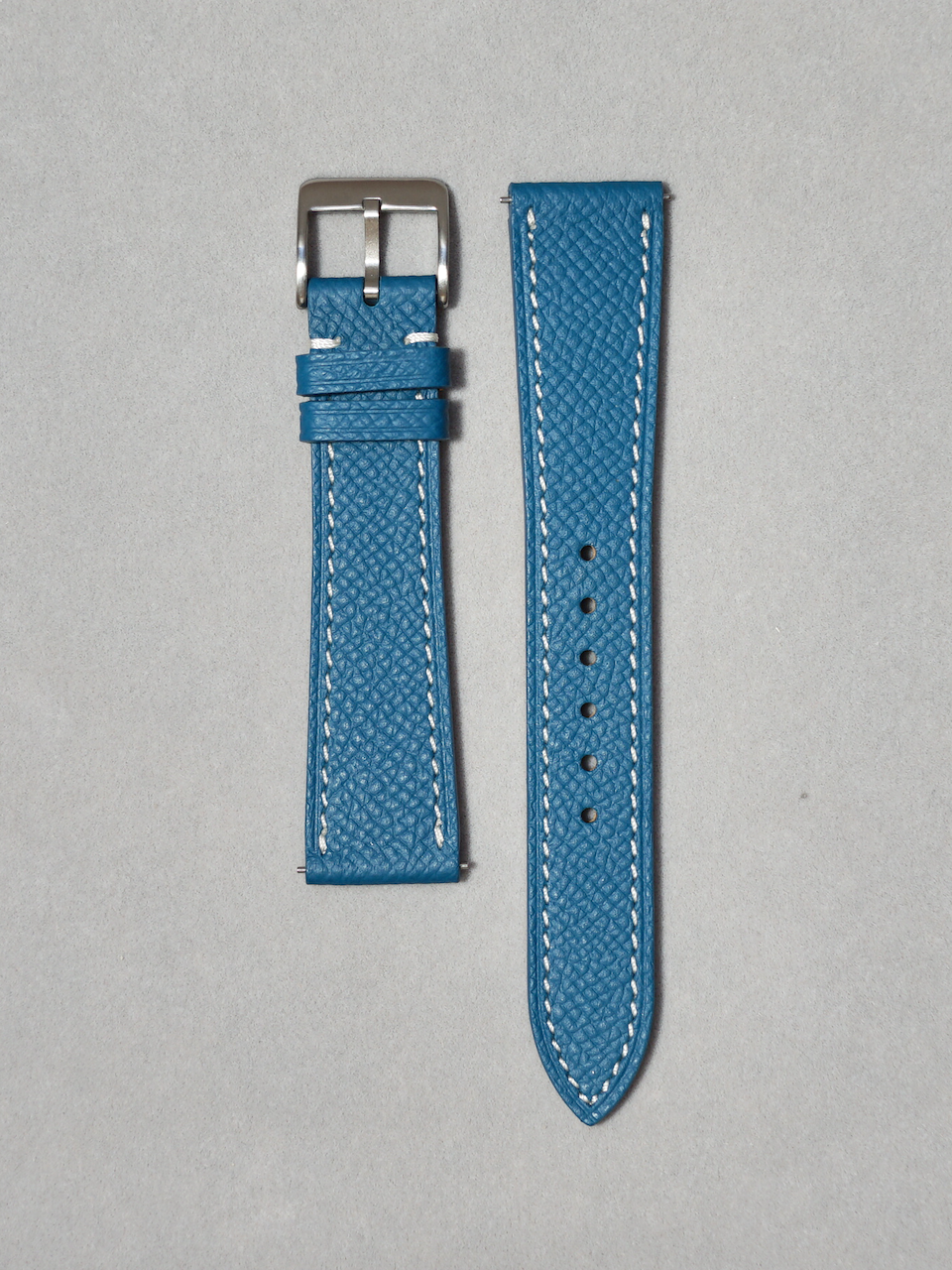 Blue Epsom Leather Watch Straps with quick release spring bar. in 17-20 mm lug widths