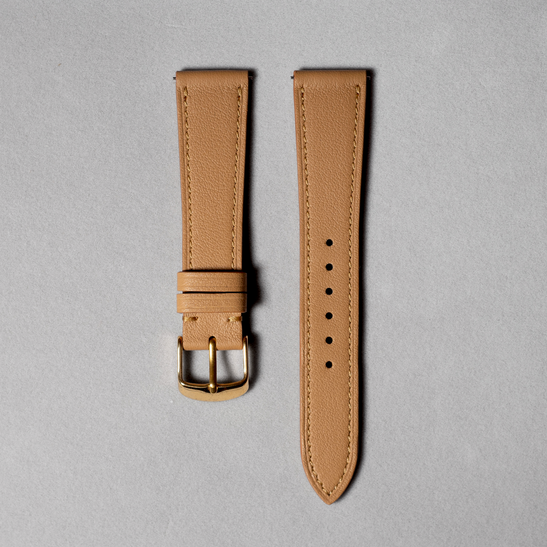 Brown Smooth Calf Watch Leather Strap with quick release spring bar. 17-20 mm lug widths