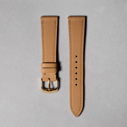 Brown Smooth Calf Watch Leather Strap with quick release spring bar. 17-20 mm lug widths