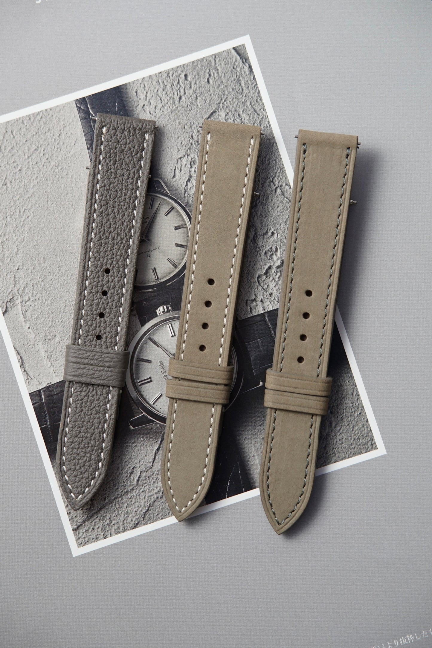 17 mm Grey Leather Strap | Set of Three