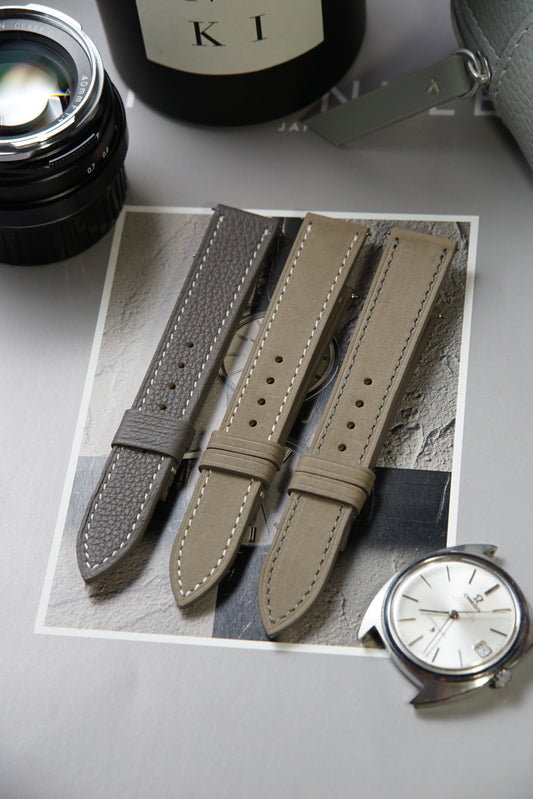 17 mm Grey Leather Strap | Set of Three