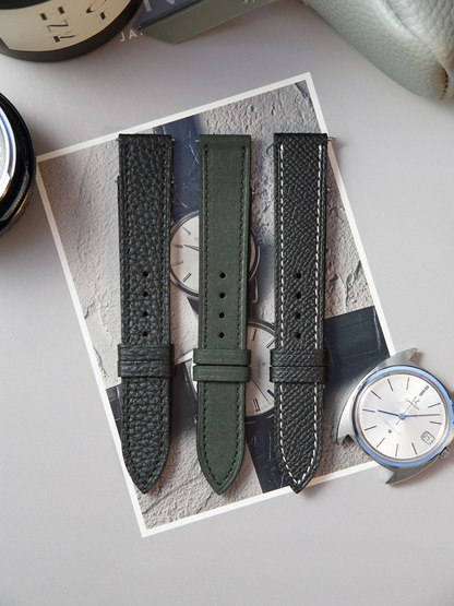 17 mm Black Leather Strap | Set of Three