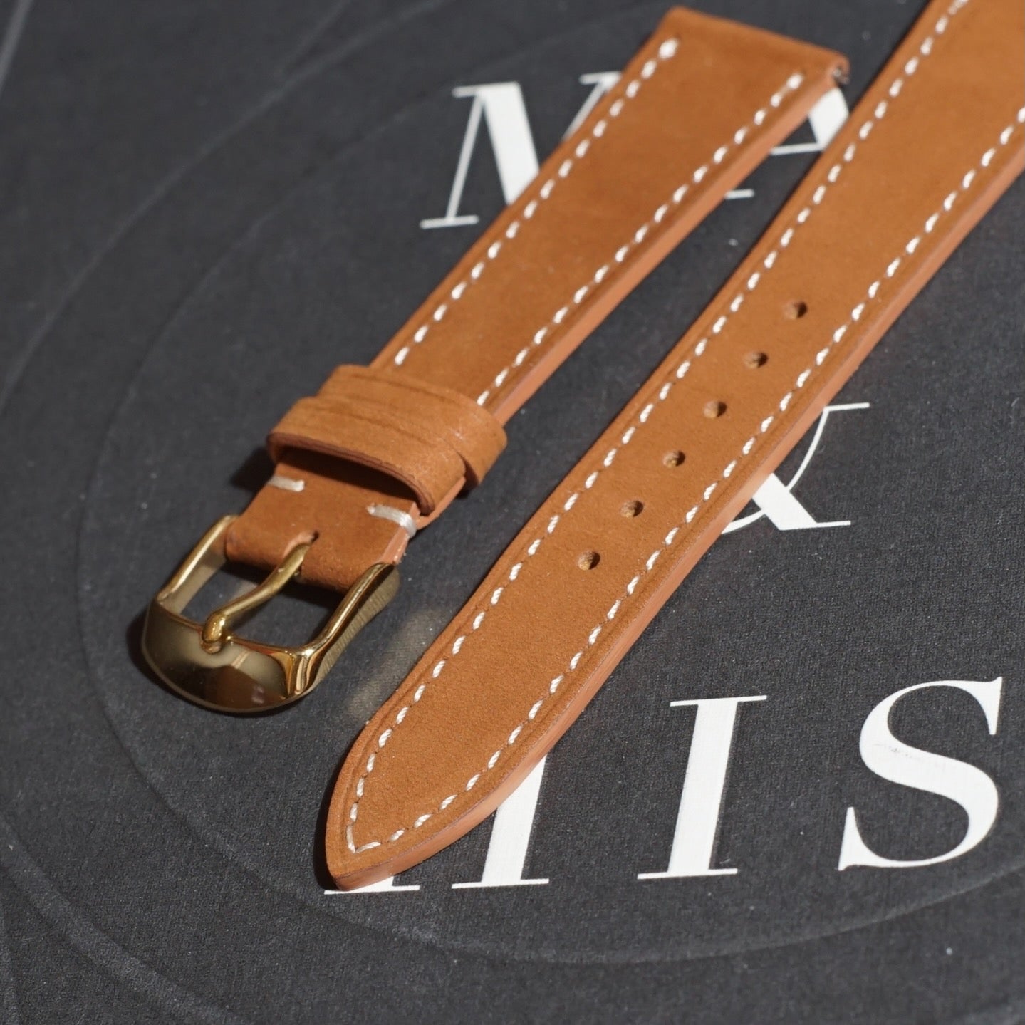 Nubuck Leather - Sienna Colour Name - Brown Colour - White Stitch Stitch - Quick Release Spring Bar - 17 mm - 18 mm - 19 mm Lug Width