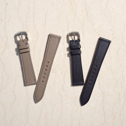 Alran Leather - Sable Colour Name - Elephant Grey Colour - - Stitch - Quick Release Spring Bar - 17 mm - 18 mm - 19 mm Lug Width