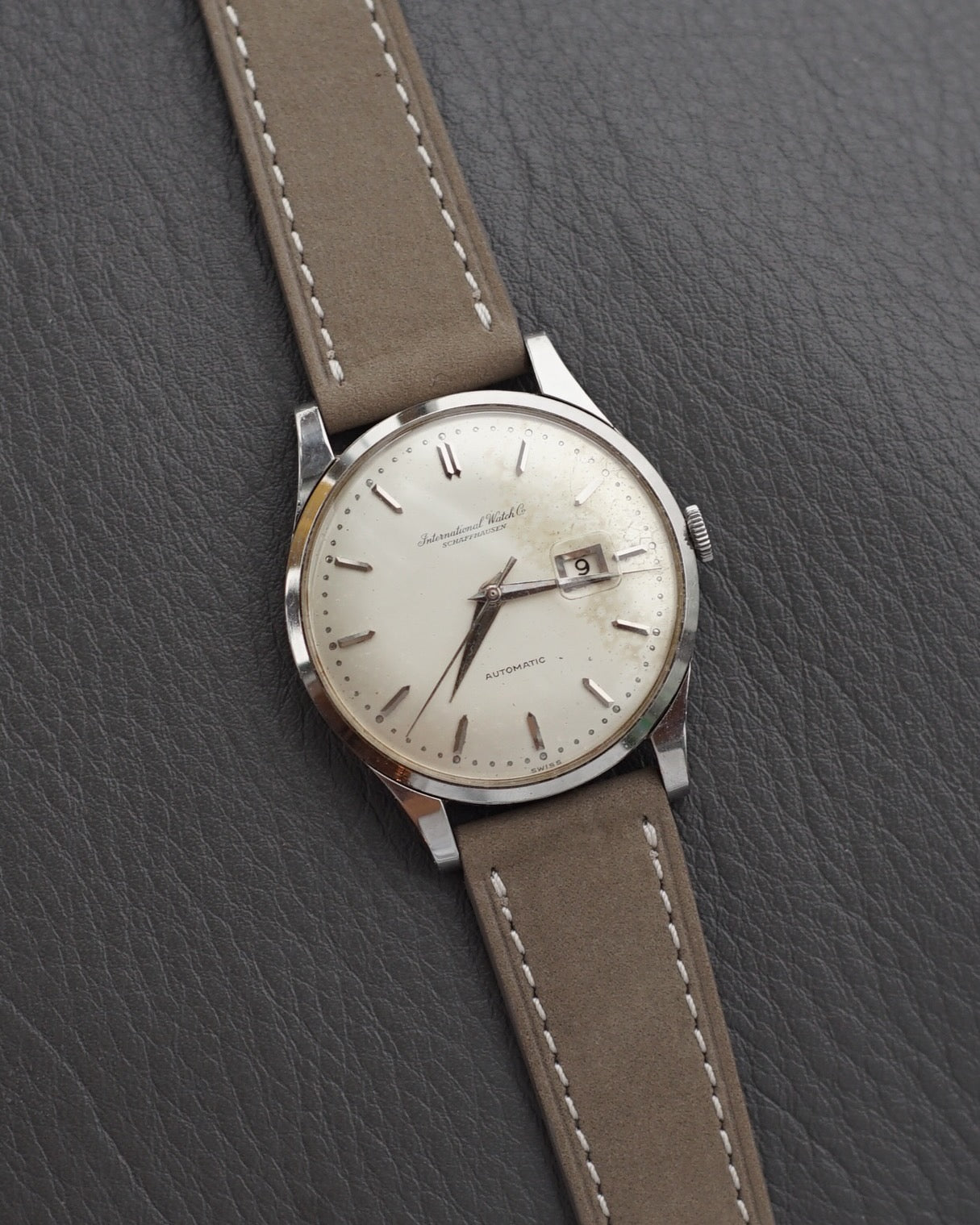 IWC 8531 with Nubuck Granite Grey Leather Watch Strap