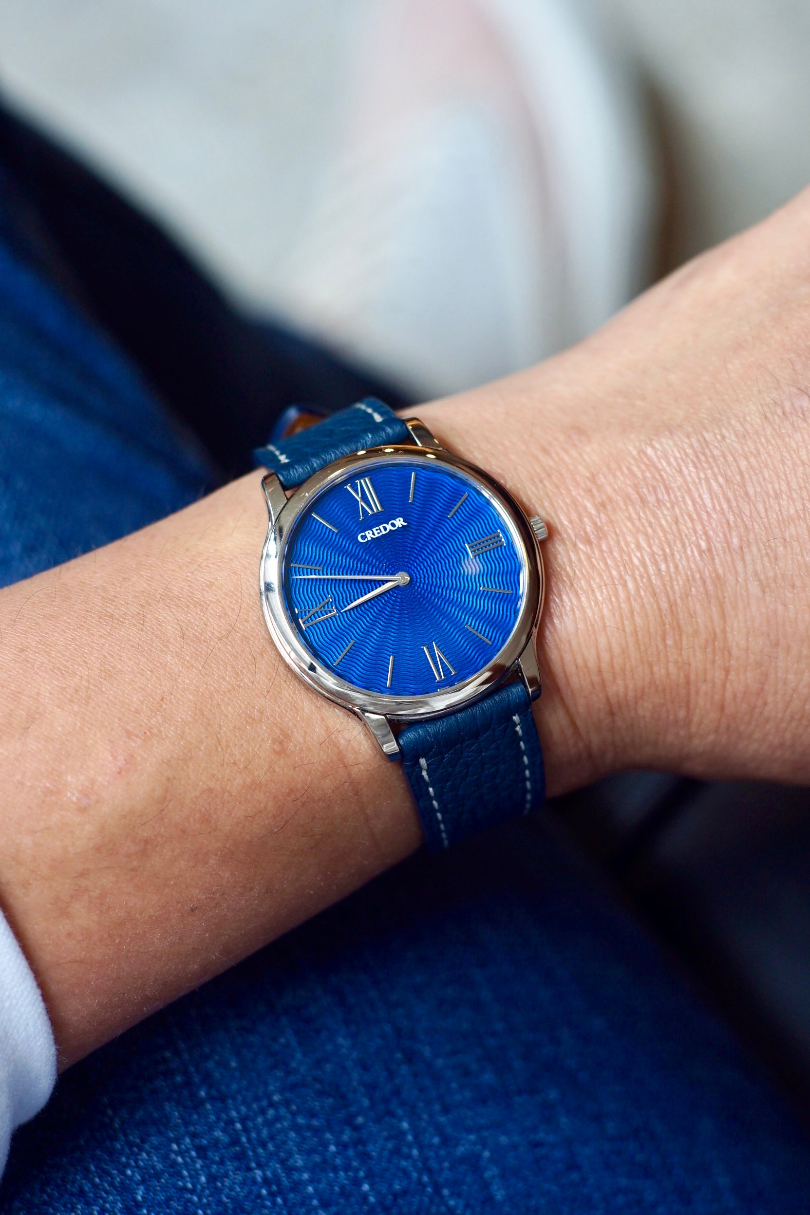 Credor with Blue Togo Leather Watch Strap