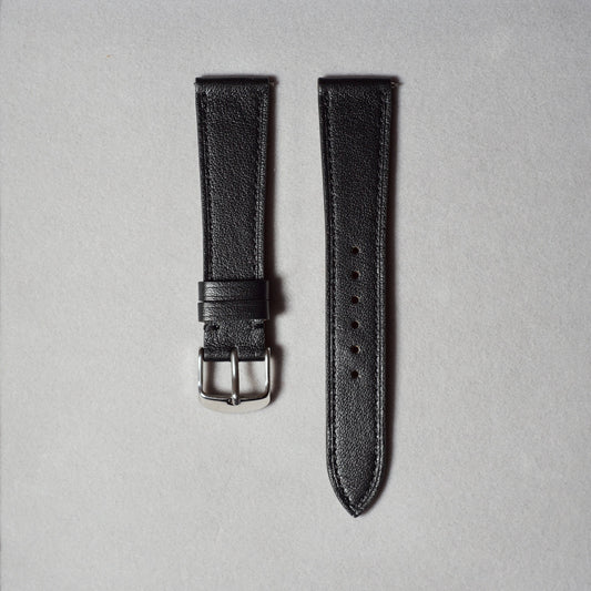 Black Smooth Calf Leather Watch Strap