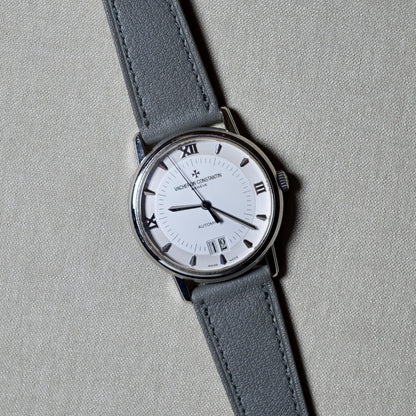 Vacheron Constantin Dress Watch with Grey Smooth Calf Leather Watch Strap