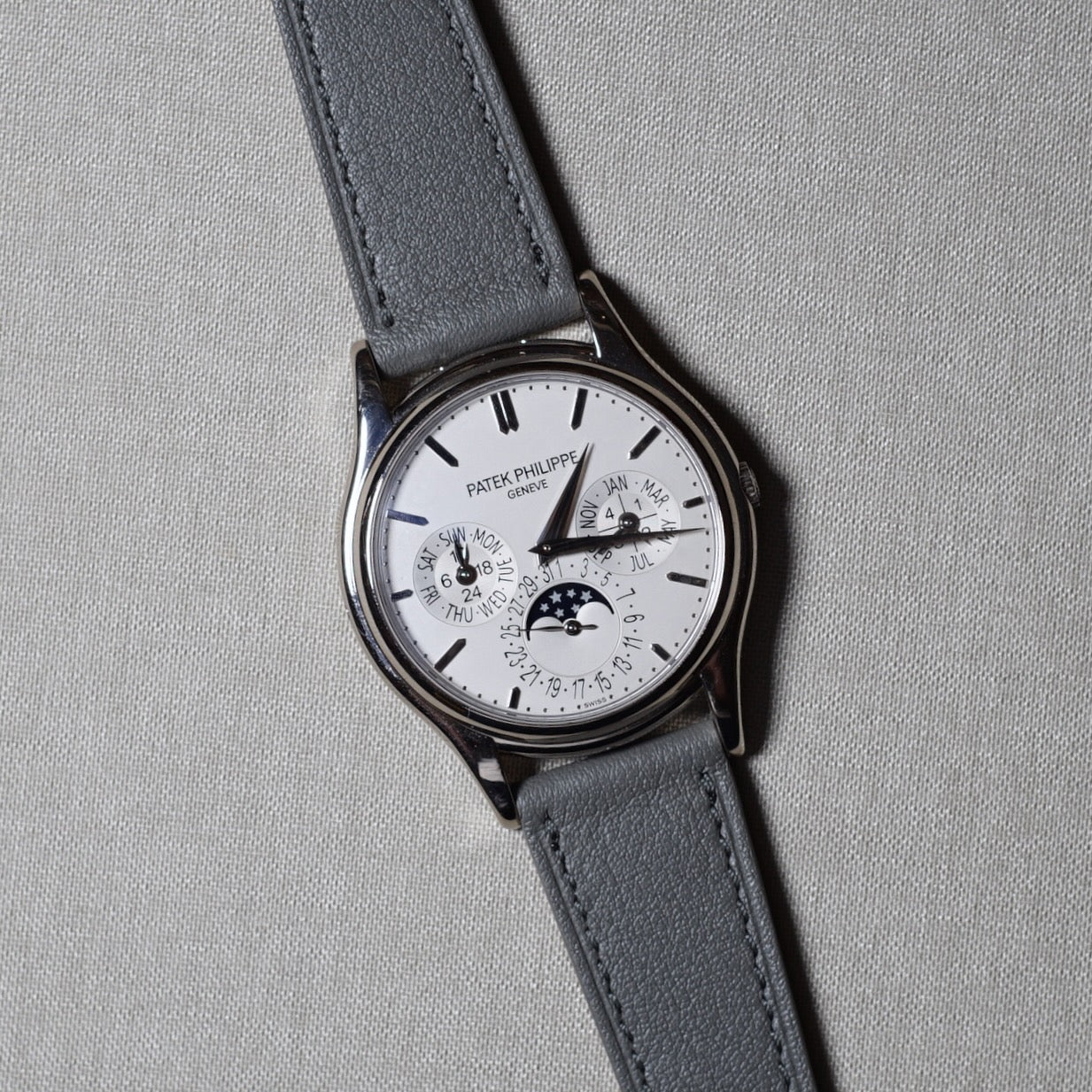 Patek Philippe 5140 with Grey Smooth Calf Leather Watch Strap