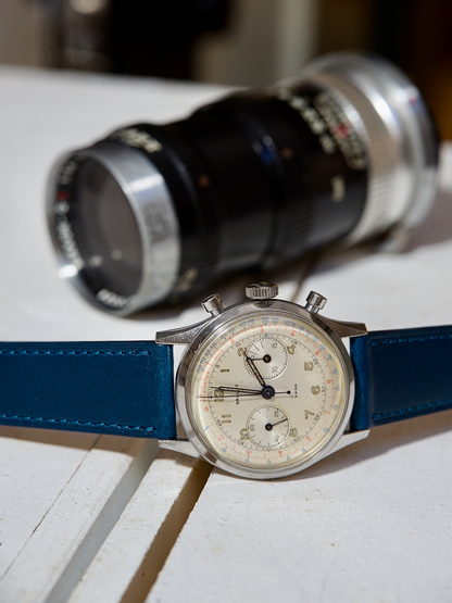 Full stitched blue buttero watch strap, quick release spring bar, 16mm, 17mm, 18mm, 19mm, 20mm