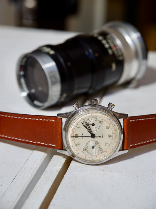 Full stitched brown buttero watch strap w/ white stitching, quick release spring bar, 16mm, 17mm, 18mm, 19mm, 20mm