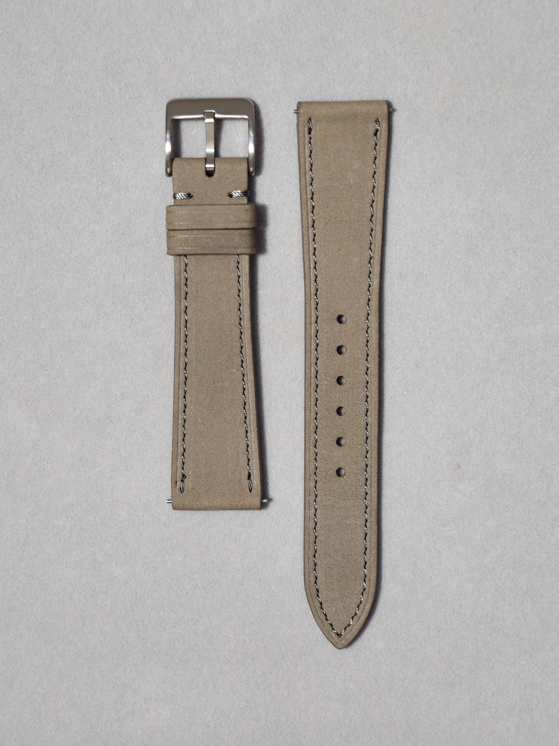 hancrafted nubuck watch strap. comes with quick release spring bar. available in 17-20 mm lug widths