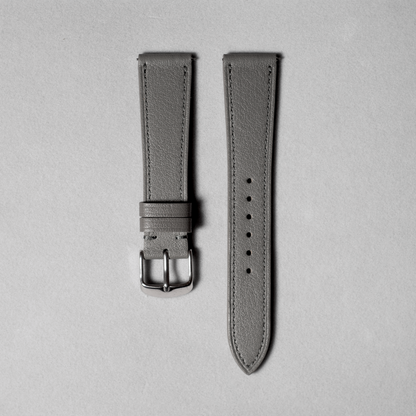 Grey Smooth Calf Leather Watch Strap with quick release spring bar. 17-20 mm lug widths