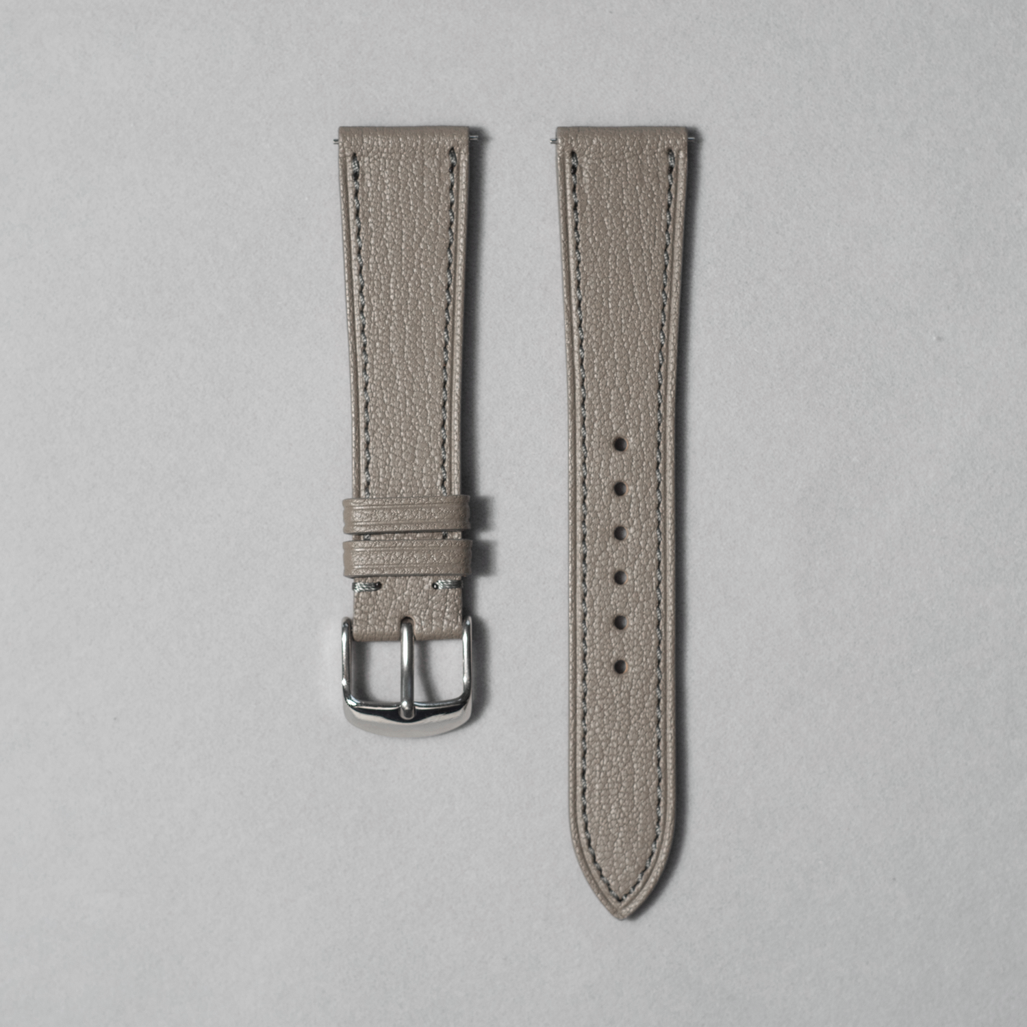 Taupe Alran leather watch strap with quick release spring bar. in 17-20 mm lug widths