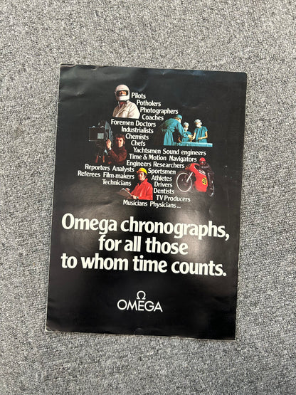 A Very Rare 1980s Omega Product Pamphlet "Omega Chronograph, for all those to whom time counts"