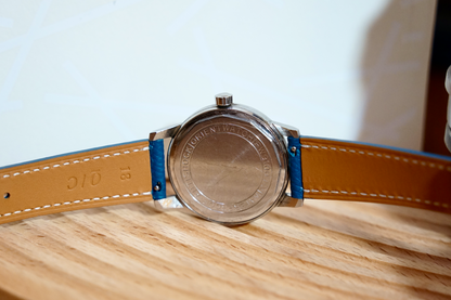 Royal Orient Swimmer Case back with Epsom Blue Strap