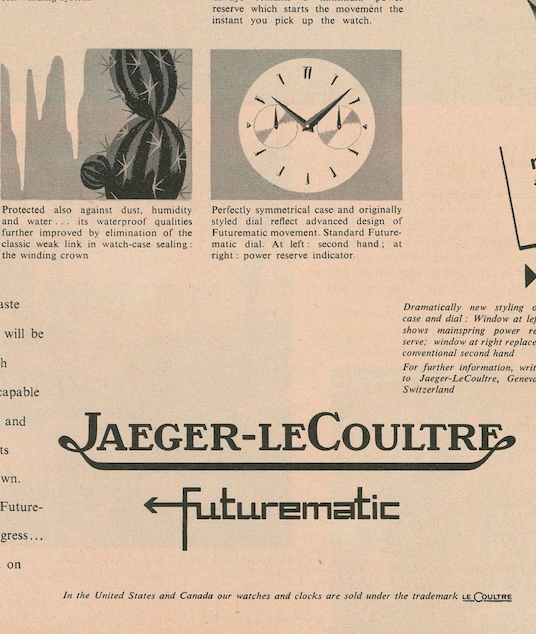 1950s LeCoultre Futurematic Magazine Ad