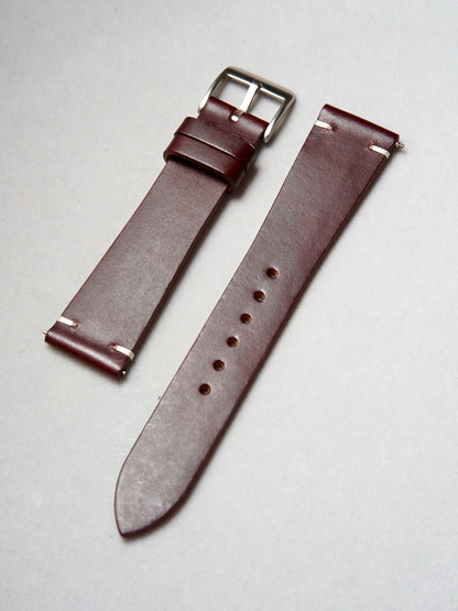 Two-Stitch Buttero / Burgundy Red / White Stitching