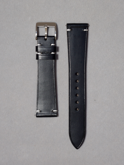Two Stitch Buttero Watch Straps in Black 16mm 17mm 18mm 19mm 20mm quick release