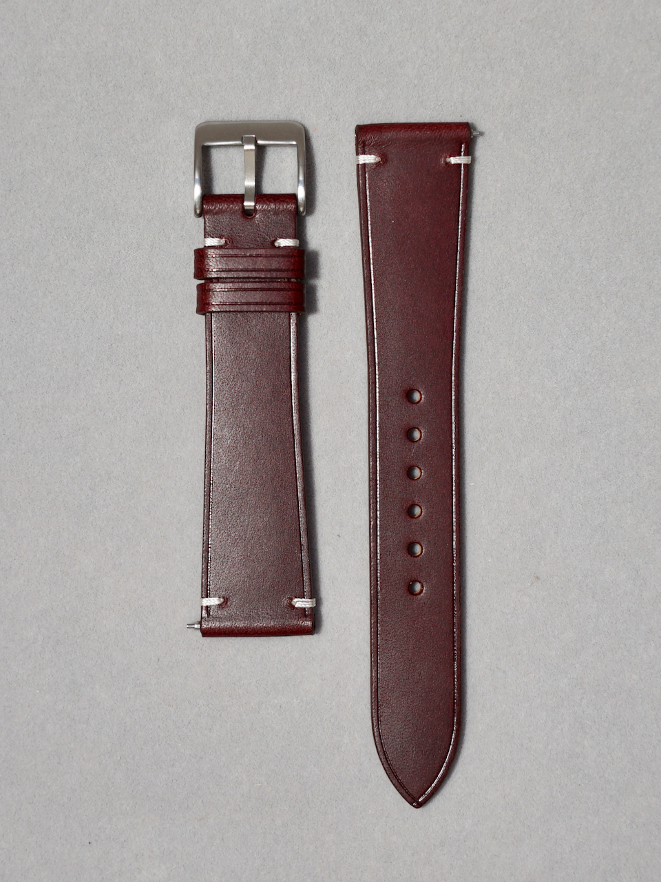 Two Stitch Buttero Watch Straps in Burgundy Red 16mm 17mm 18mm 19mm 20mm quick release