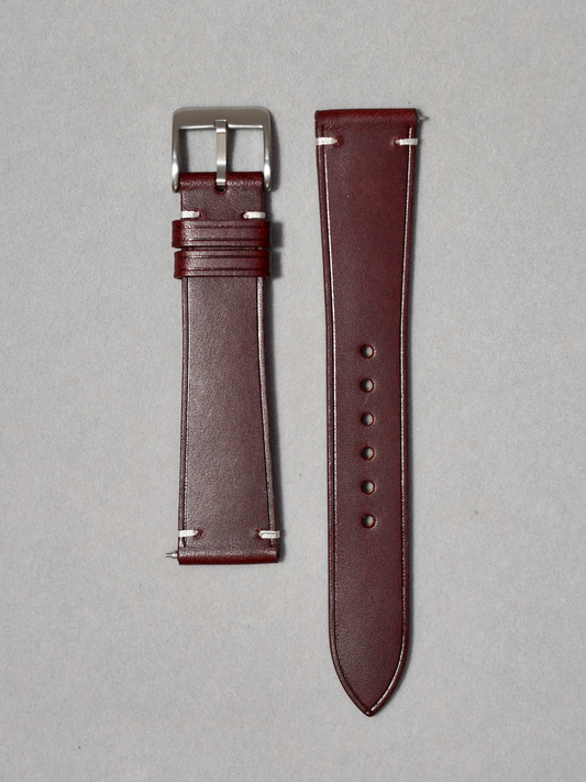 Two Stitch Buttero Watch Straps in Burgundy Red 16mm 17mm 18mm 19mm 20mm quick release
