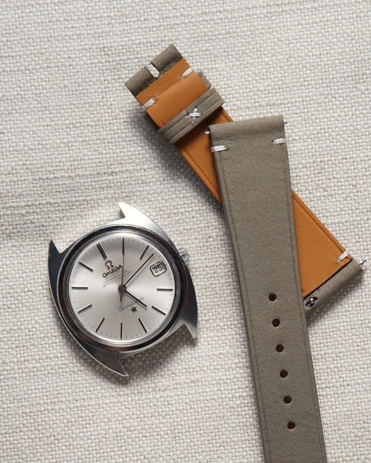 Vintage Omega Constellation C Case with grey Nubuck two stitch strap