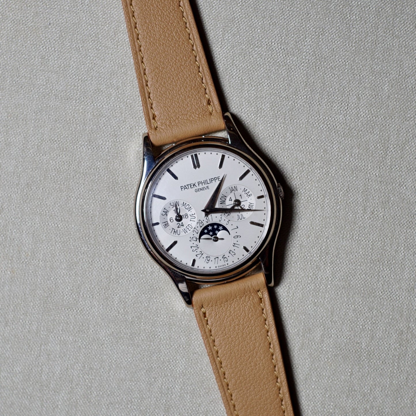 Patek Philippe 5140 with Brown Smooth Calf Leather Watch Strap