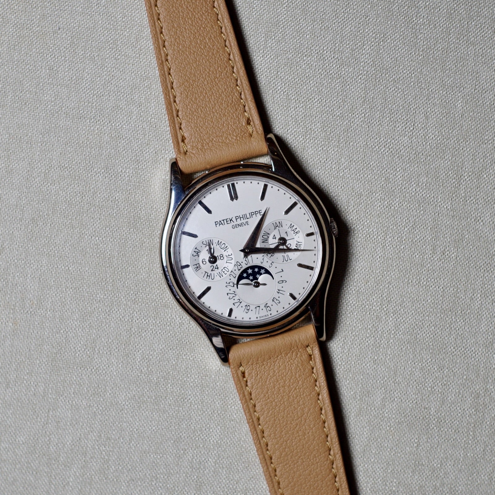 Patek Philippe 5140 with Brown Smooth Calf Leather Watch Strap