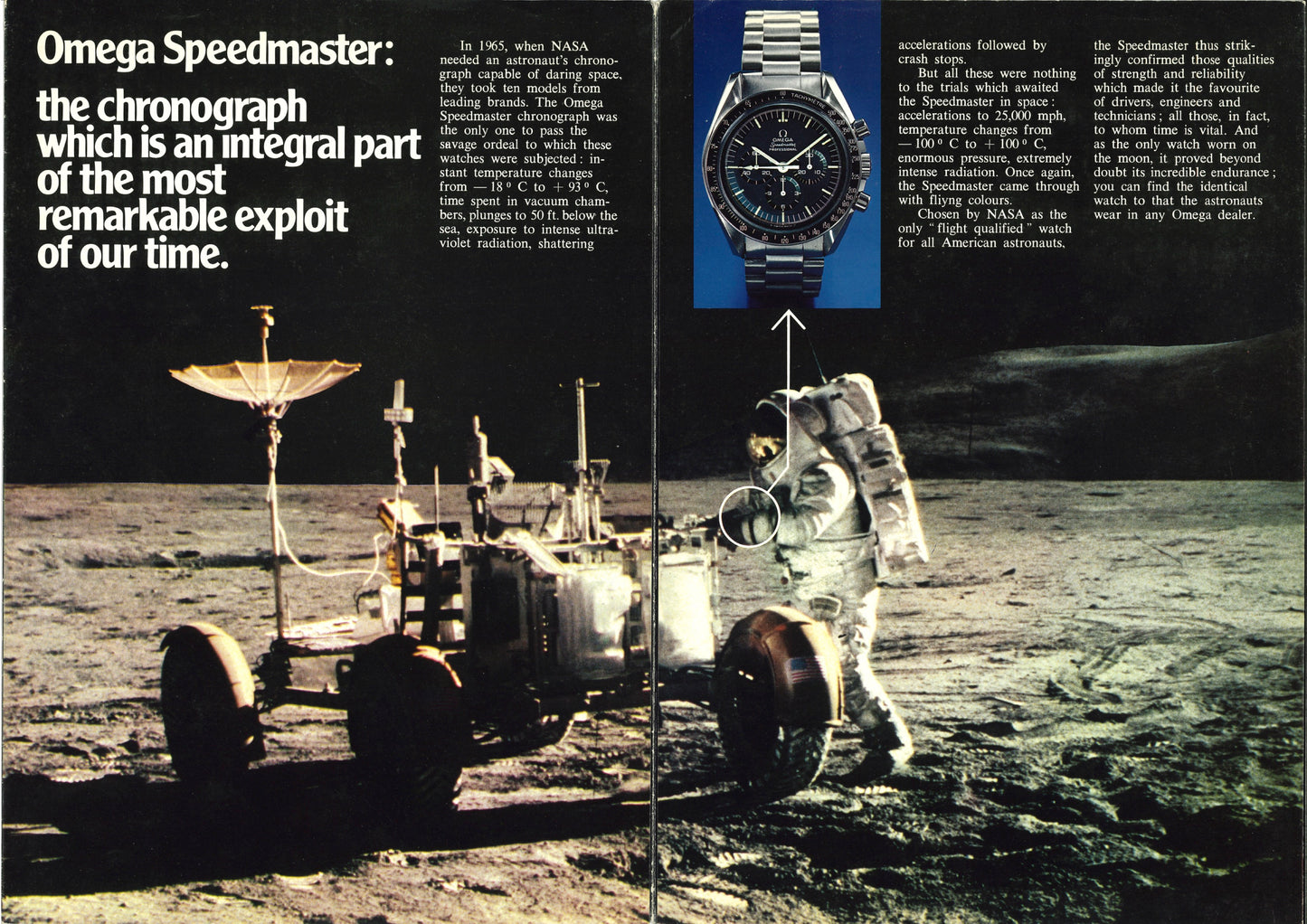 A Very Rare 1980s Omega Product Pamphlet "Omega Chronograph, for all those to whom time counts"