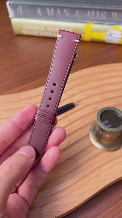 Two-Stitch Buttero / Burgundy Red / White Stitching / Edge Crease