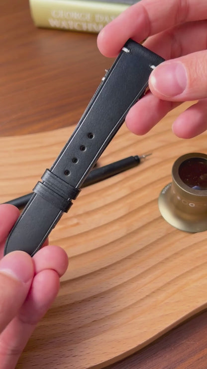 Two-Stitch Buttero / Obsidian Black / White Stitching / Edge Crease