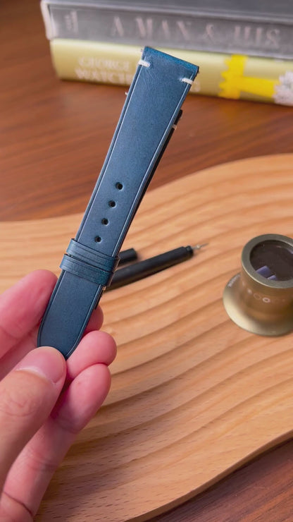 Two-Stitch Buttero / Navy Blue / White Stitching / Edge Crease