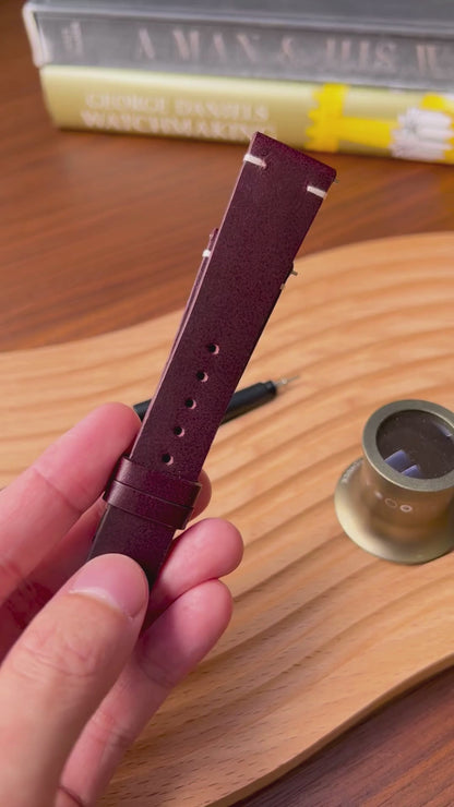 Two-Stitch Buttero / Burgundy Red / White Stitching