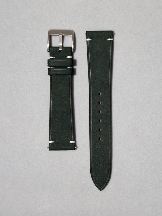 two Stitch black nubuck watch leather strap